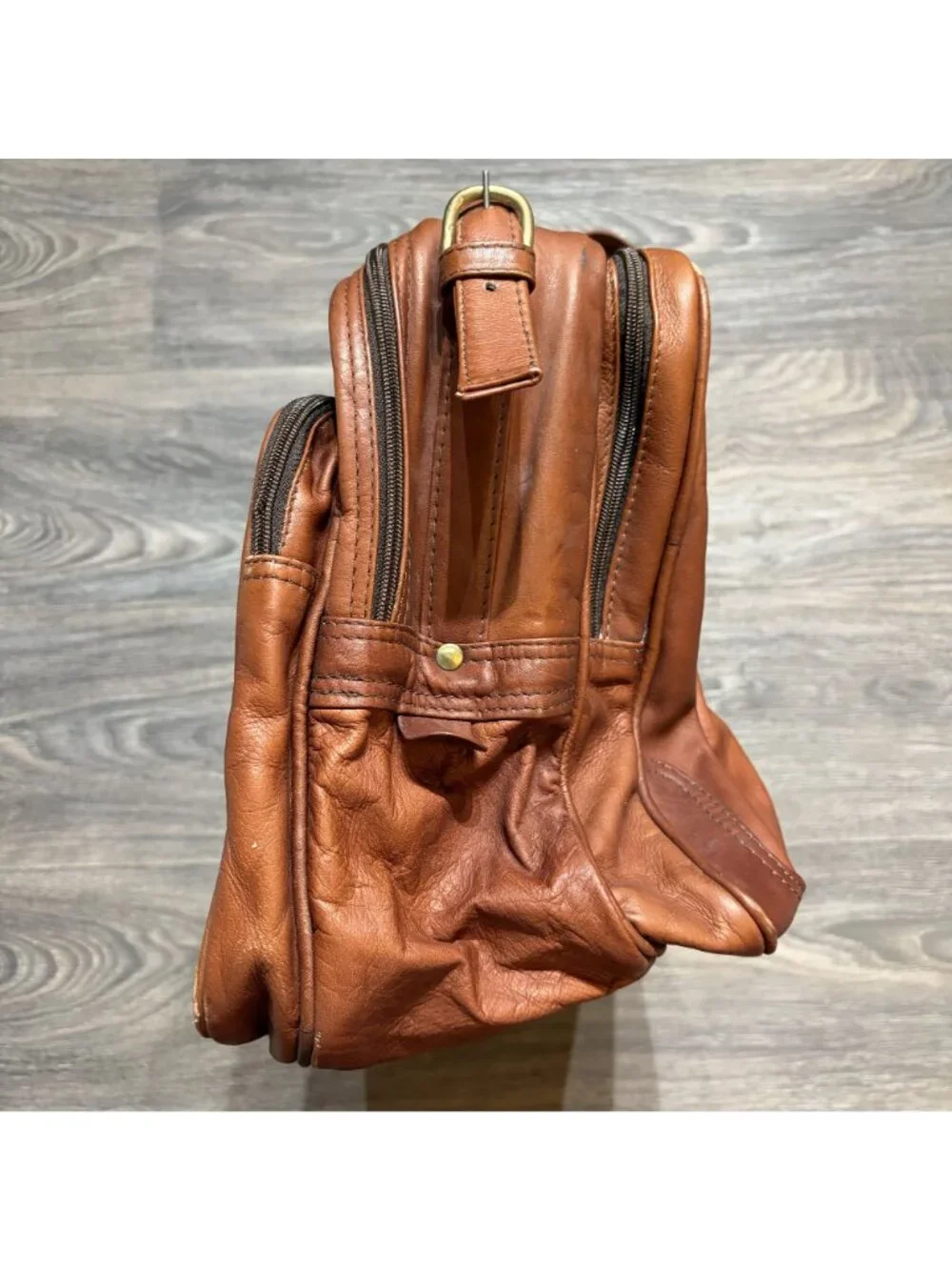 Yury Bags Colombian Leather Briefcase Messenger Crossbody Satchel Cognac Vintage